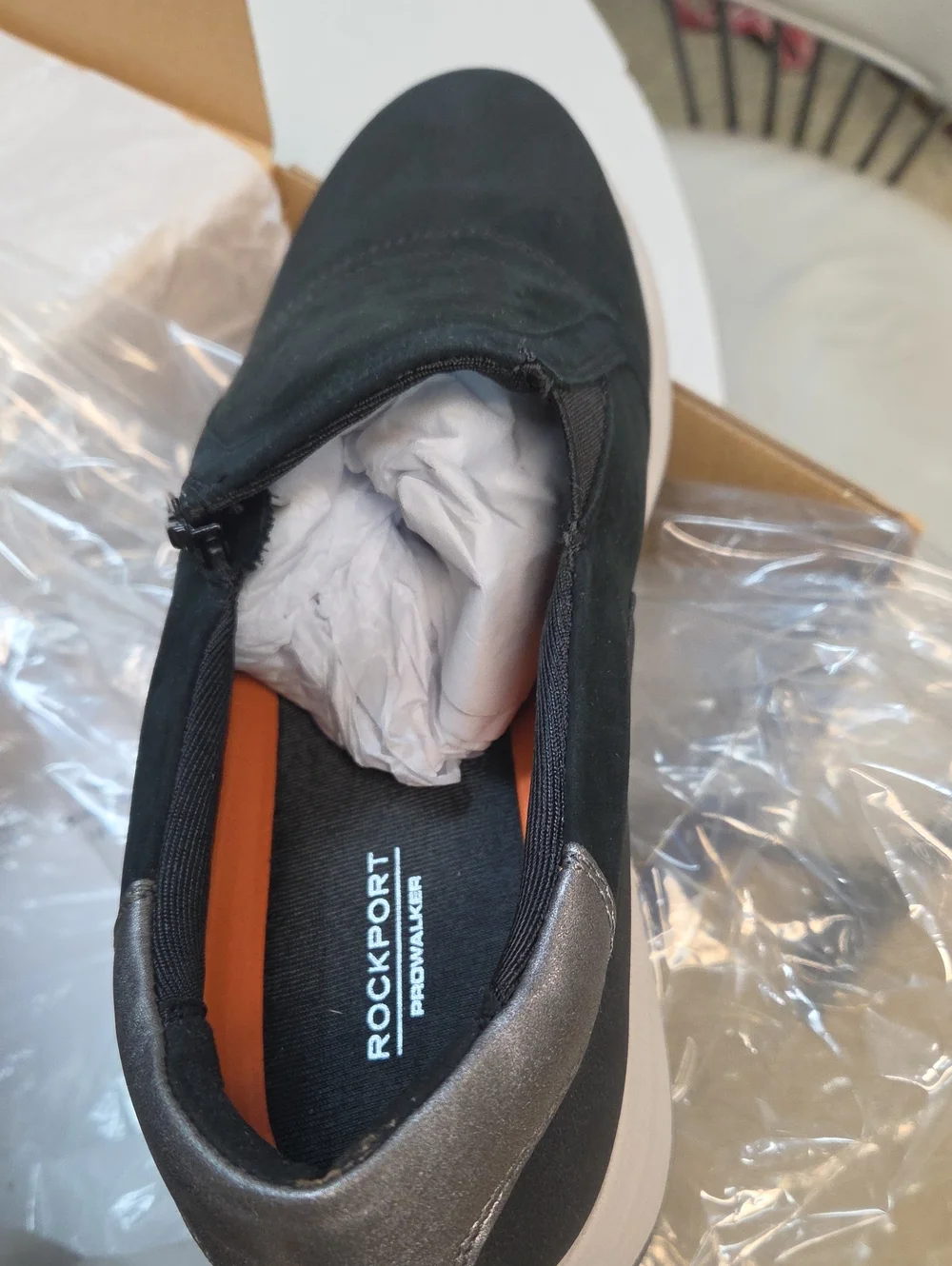 Men's Black Slip-On Casual Shoe with Side Zip